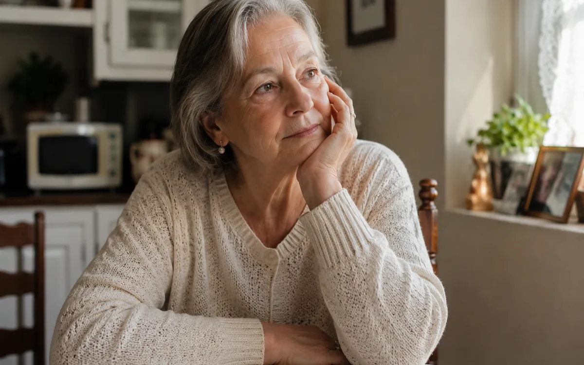 Older woman sitting at home in an everyday setting